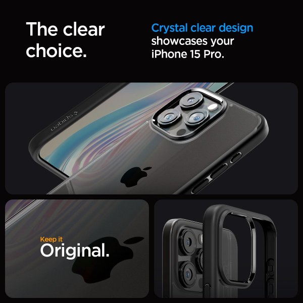 Spigen iPhone 15 Pro Deksel Ultra Hybrid Matte Matte Black