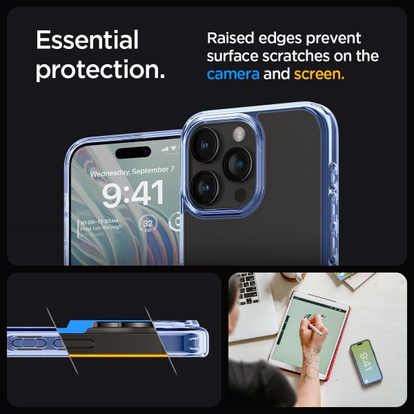 Spigen iPhone 15 Pro Deksel Ultra Hybrid Sky Crystal
