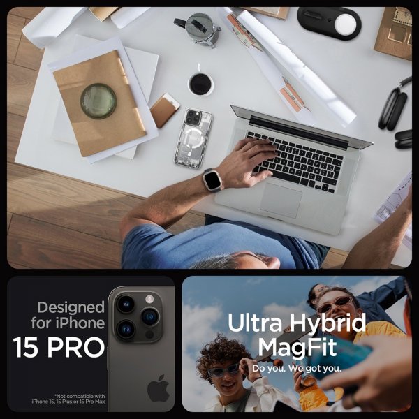 Spigen iPhone 15 Pro Deksel Ultra Hybrid Zero One MagFit Hvit