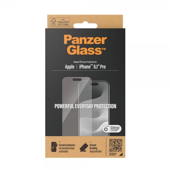 PanzerGlass iPhone 15 Pro Skjermbeskytter Classic Fit