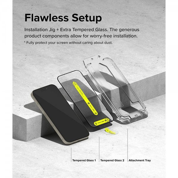 Ringke iPhone 15 Pro Skjermbeskytter Easy Slide 2-pakning