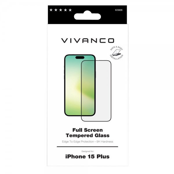 Vivanco iPhone 15 Pro Skjermbeskytter Full Screen