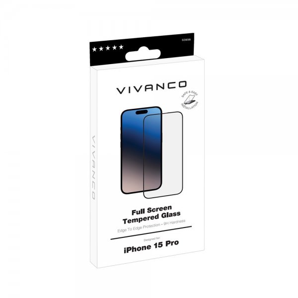 Vivanco iPhone 15 Pro Skjermbeskytter Full Screen