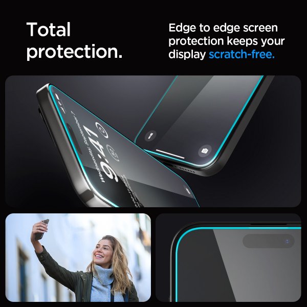 Spigen iPhone 15 Pro Skjermbeskytter GLAS.tR EZ Fit 2-pakning