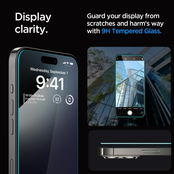 Spigen iPhone 15 Pro Skjermbeskytter GLAS.tR EZ Fit 2-pakning