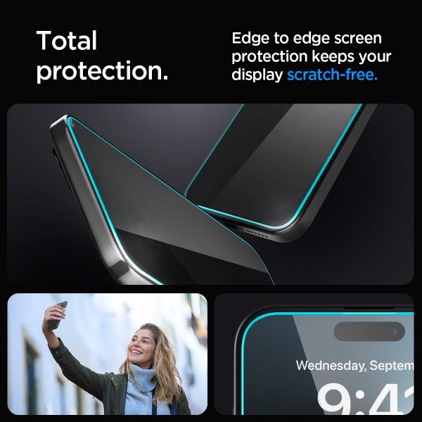 Spigen iPhone 15 Pro Skjermbeskytter GLAS.tR EZ Fit Privacy 2-pakning