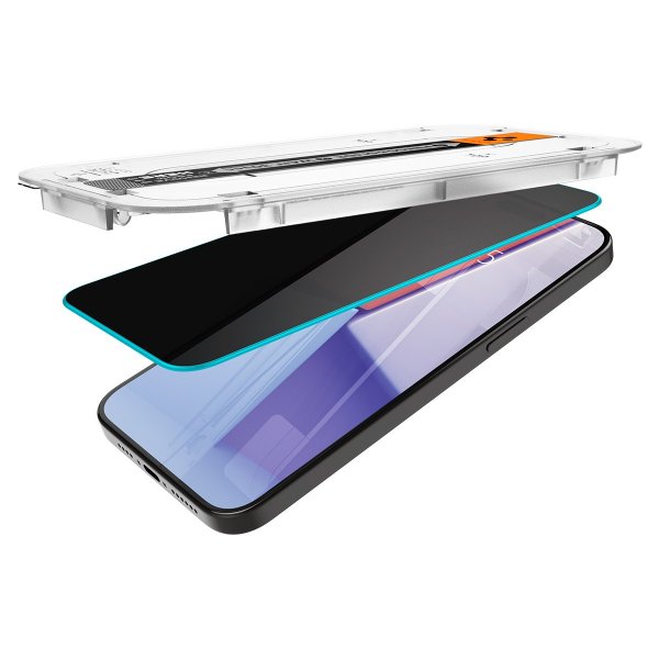 Spigen iPhone 15 Pro Skjermbeskytter GLAS.tR EZ Fit Privacy 2-pakning