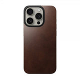 Nomad iPhone 15 Pro Skin Magnetic Leather Back Horween Rustic Brown