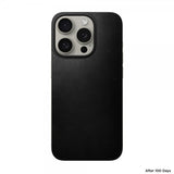 Nomad iPhone 15 Pro Skin Magnetic Leather Back Horween Svart
