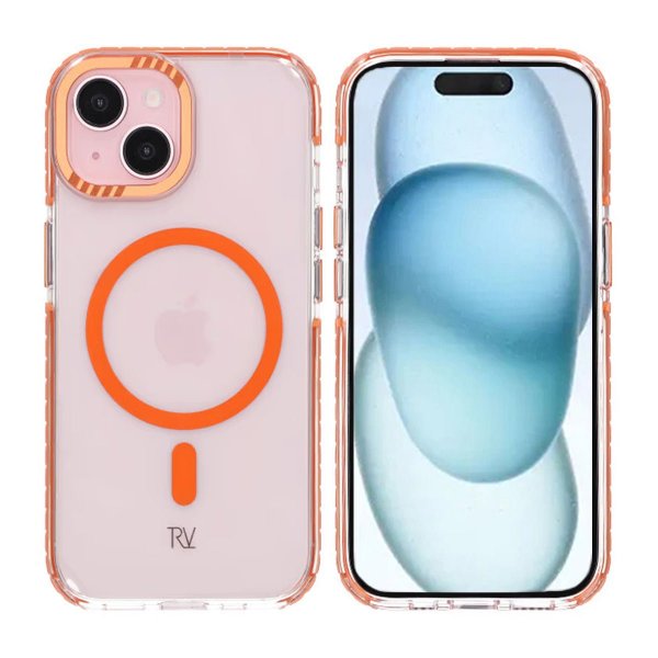 Rvelon iPhone 15 Deksel Forsterkede hjørner Oransje