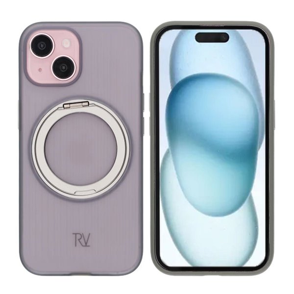 Rvelon iPhone 15 Deksel Roterbart Stativ Grå
