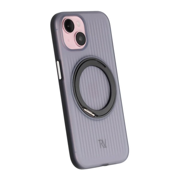 Rvelon iPhone 15 Deksel Roterbart Stativ Svart