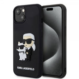 Karl Lagerfeld iPhone 15 Deksel 3D Rubber Karl & Choupette Svart