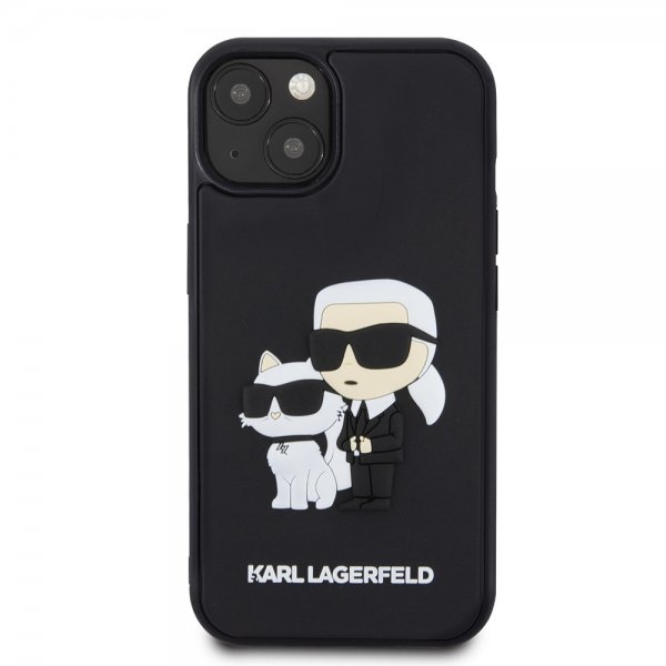 Karl Lagerfeld iPhone 15 Deksel 3D Rubber Karl & Choupette Svart