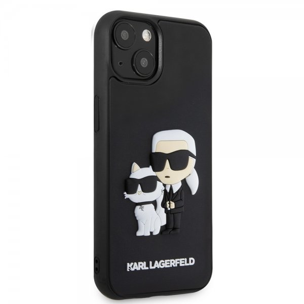Karl Lagerfeld iPhone 15 Deksel 3D Rubber Karl & Choupette Svart