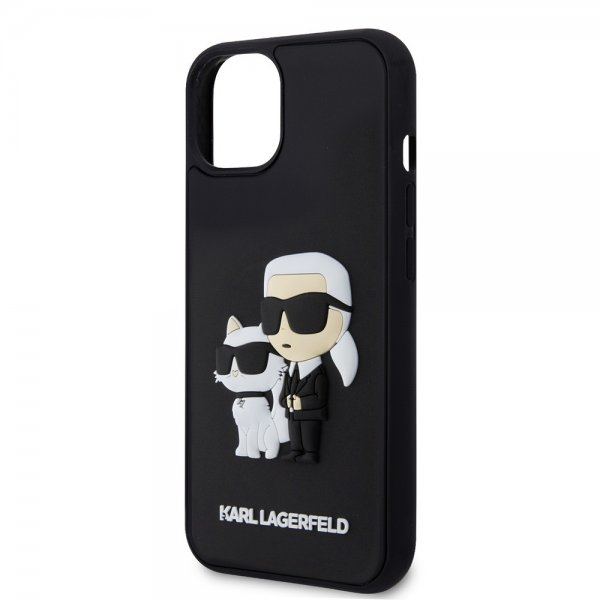 Karl Lagerfeld iPhone 15 Deksel 3D Rubber Karl & Choupette Svart