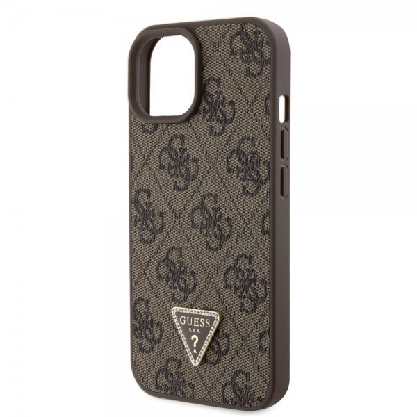 Guess iPhone 15 Deksel 4G Metal Triangle Strass Brun