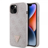 Guess iPhone 15 Deksel 4G Metal Triangle Strass Rosa