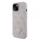 Guess iPhone 15 Deksel 4G Metal Triangle Strass Rosa