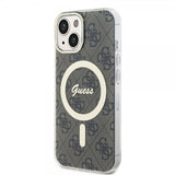 Guess iPhone 15 Deksel 4G Pattern MagSafe Brun