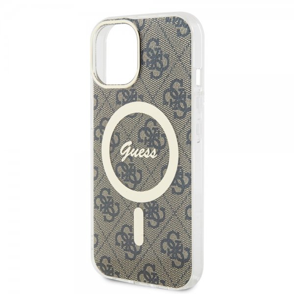 Guess iPhone 15 Deksel 4G Pattern MagSafe Brun