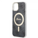 Guess iPhone 15 Deksel 4G Pattern MagSafe Svart