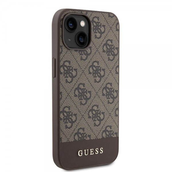 Guess iPhone 15 Deksel Bottom Stripe MagSafe Brun