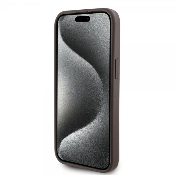 Guess iPhone 15 Deksel Bottom Stripe MagSafe Brun