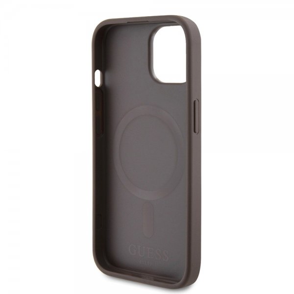 Guess iPhone 15 Deksel Bottom Stripe MagSafe Brun