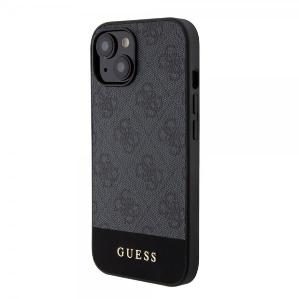 Guess iPhone 15 Deksel Bottom Stripe MagSafe Svart