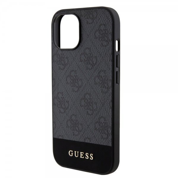 Guess iPhone 15 Deksel Bottom Stripe MagSafe Svart