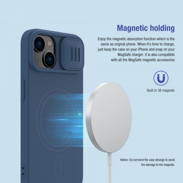 Nillkin iPhone 15 Deksel CamShield Silky MagSafe Blå