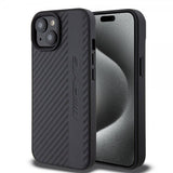 Mercedes Benz iPhone 15 Deksel Carbon Effect Leather Stripe AMG Svart