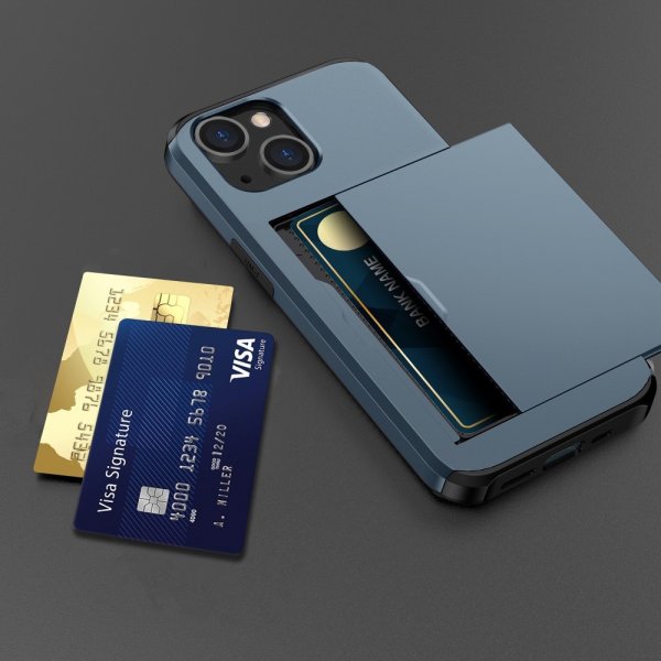 iPhone 15 Deksel Card Slide Blå