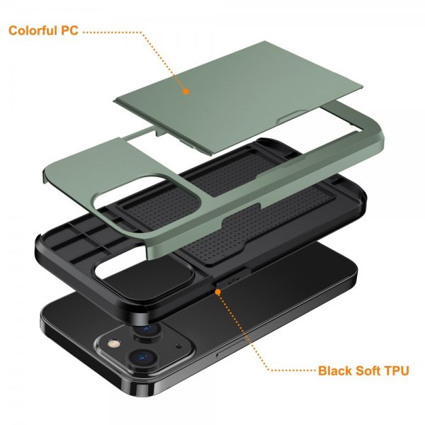 iPhone 15 Deksel Card Slide Grønn