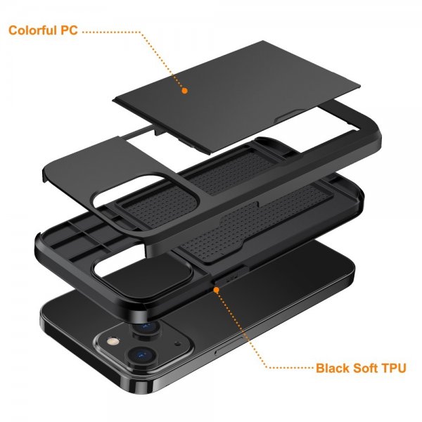 iPhone 15 Deksel Card Slide Svart