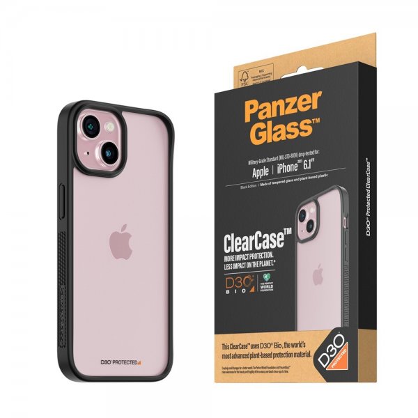 PanzerGlass iPhone 15 Deksel ClearCase D3O Svart