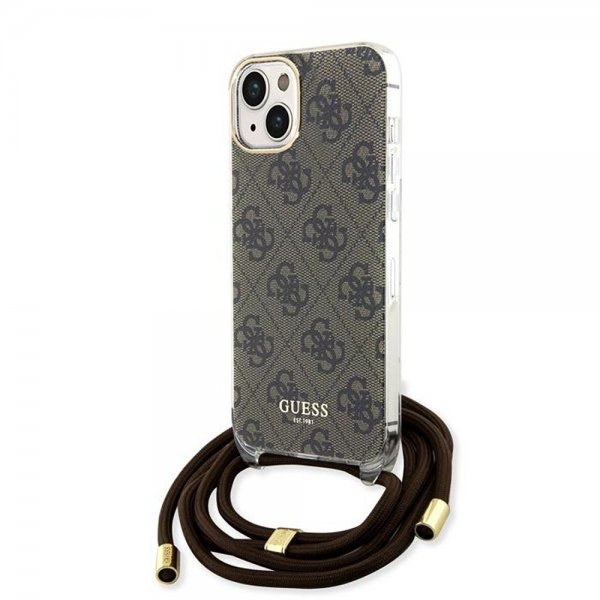 Guess iPhone 15 Deksel Crossbody Cord Brun