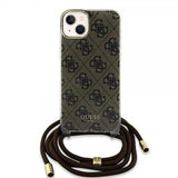 Guess iPhone 15 Deksel Crossbody Cord Brun