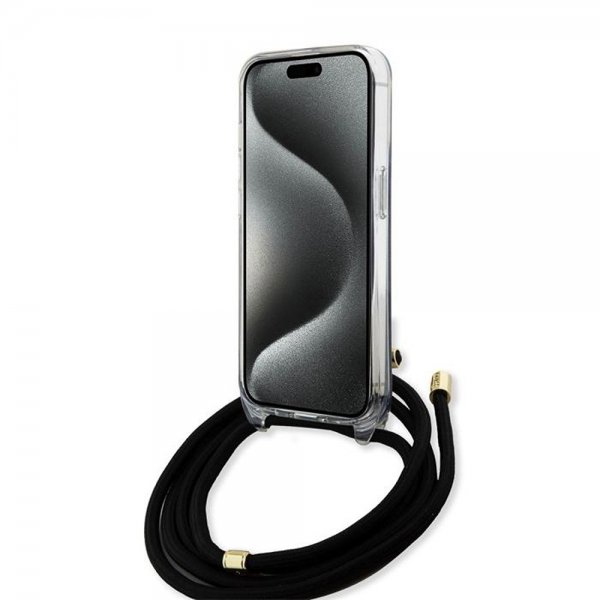 Guess iPhone 15 Deksel Crossbody Cord Svart