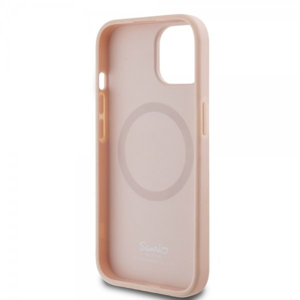 Hello Kitty iPhone 15 Deksel Debossed Logo MagSafe Rosa