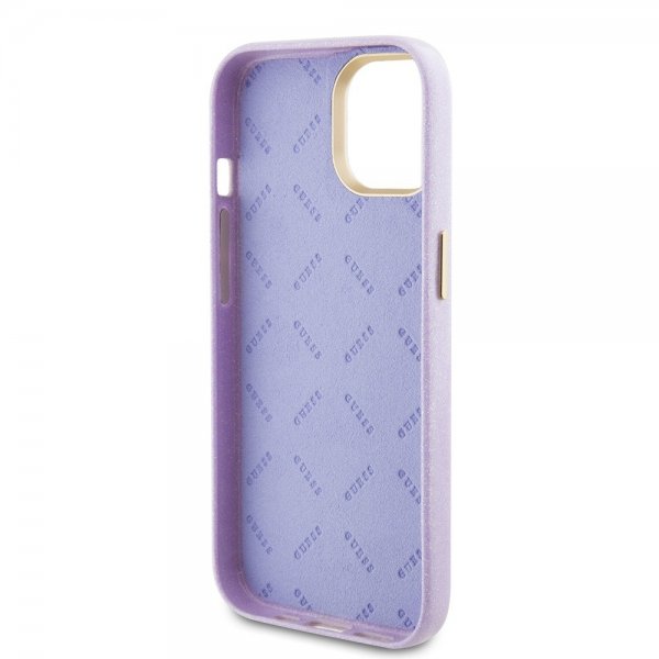 Guess iPhone 15 Deksel Full Glitter Wrapped Lilac