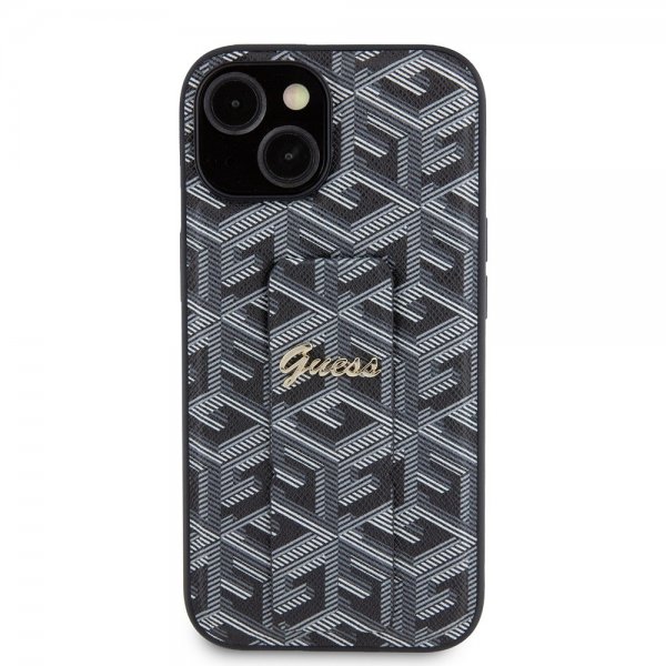 Guess iPhone 15 Deksel G Cube Grip Stand Svart