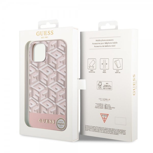 Guess iPhone 15 Deksel G Cube MagSafe Rosa