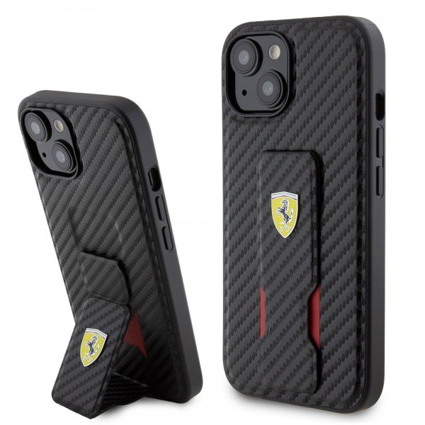 Ferrari iPhone 15 Deksel Grip Stand Function Svart