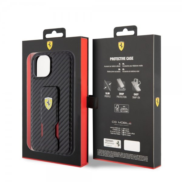 Ferrari iPhone 15 Deksel Grip Stand Function Svart