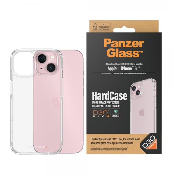 PanzerGlass iPhone 13/14/15 Deksel HardCase D3O Transparent