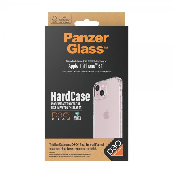 PanzerGlass iPhone 13/14/15 Deksel HardCase D3O Transparent
