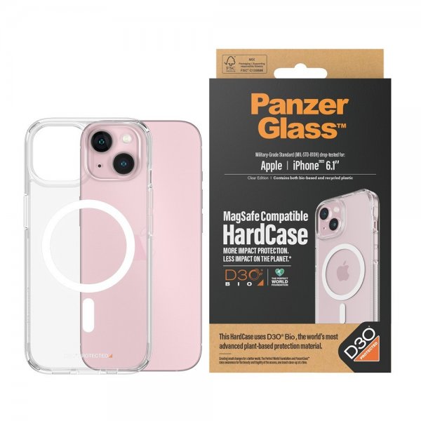 PanzerGlass iPhone 15 Deksel HardCase MagSafe D3O Transparent