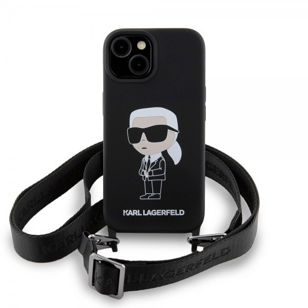 Karl Lagerfeld iPhone 15 Deksel Ikonik Crossbody Svart